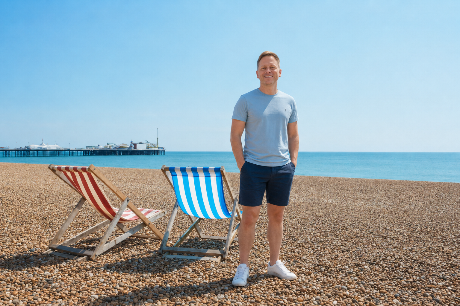 Dave King on Brighton beach