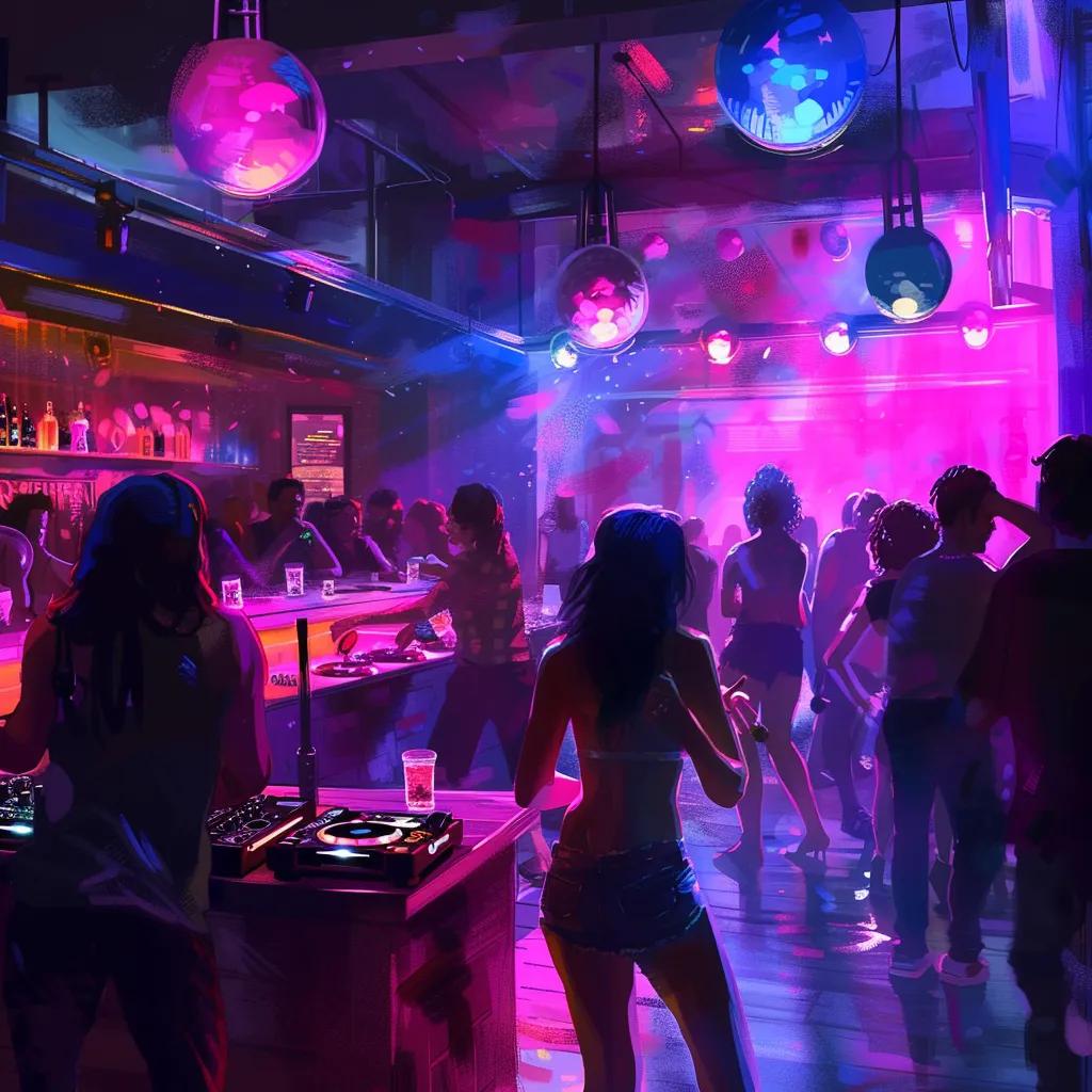 Brighton nightlife scene with people dancing in a colorful nightclub
