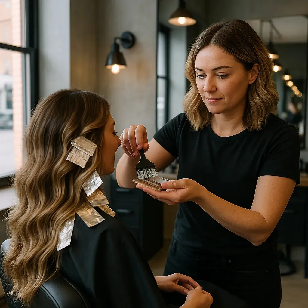 Brighton hairdressers giving a woman a balayage
