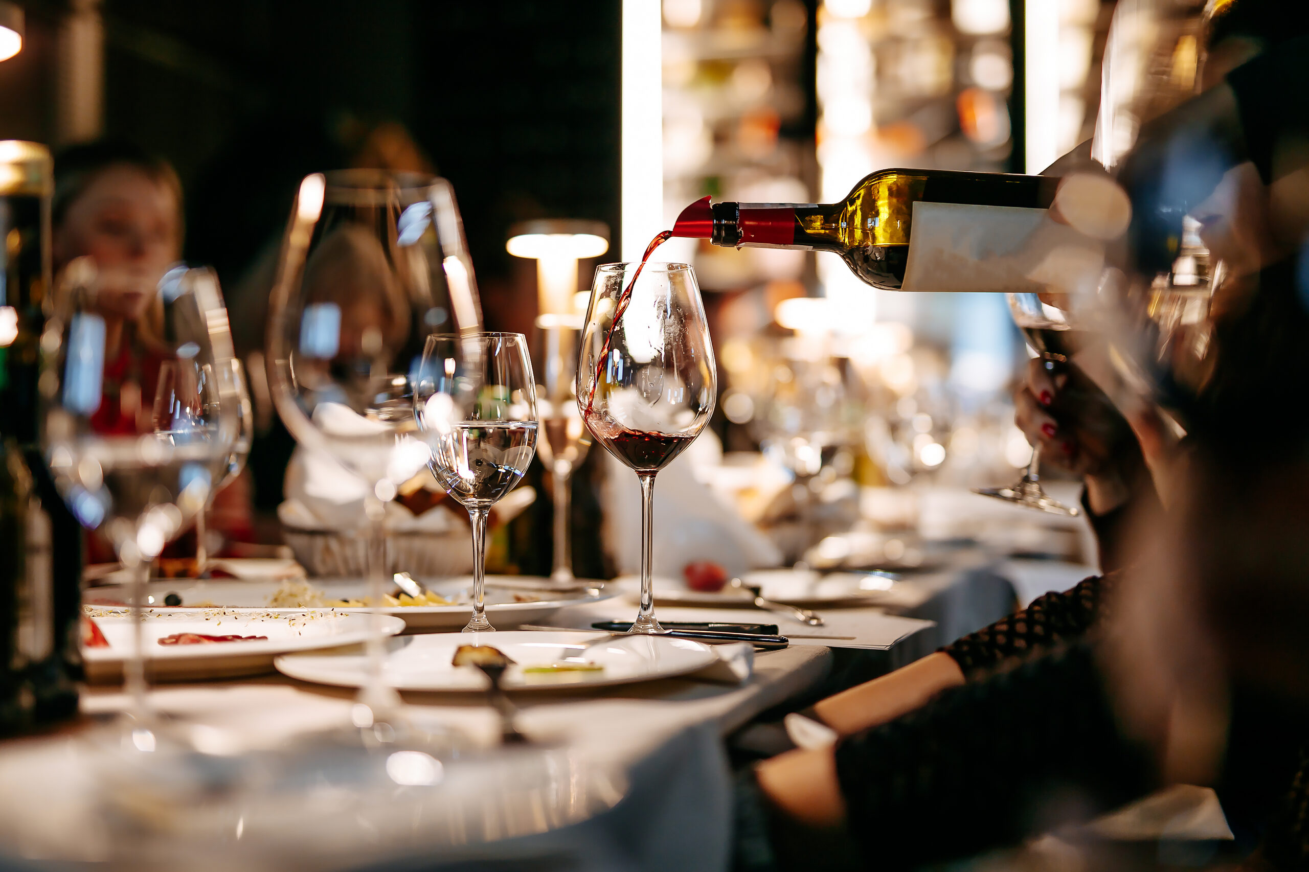 Close up of red wine at a restauran