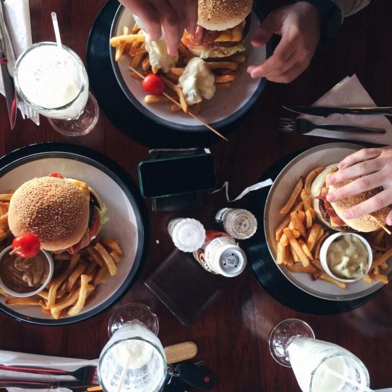 Burgers at a restaurant