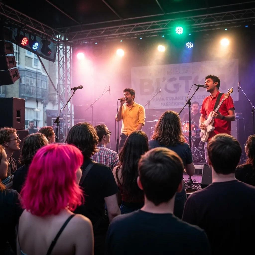 Crowd enjoying a live music performance at a Brighton festival