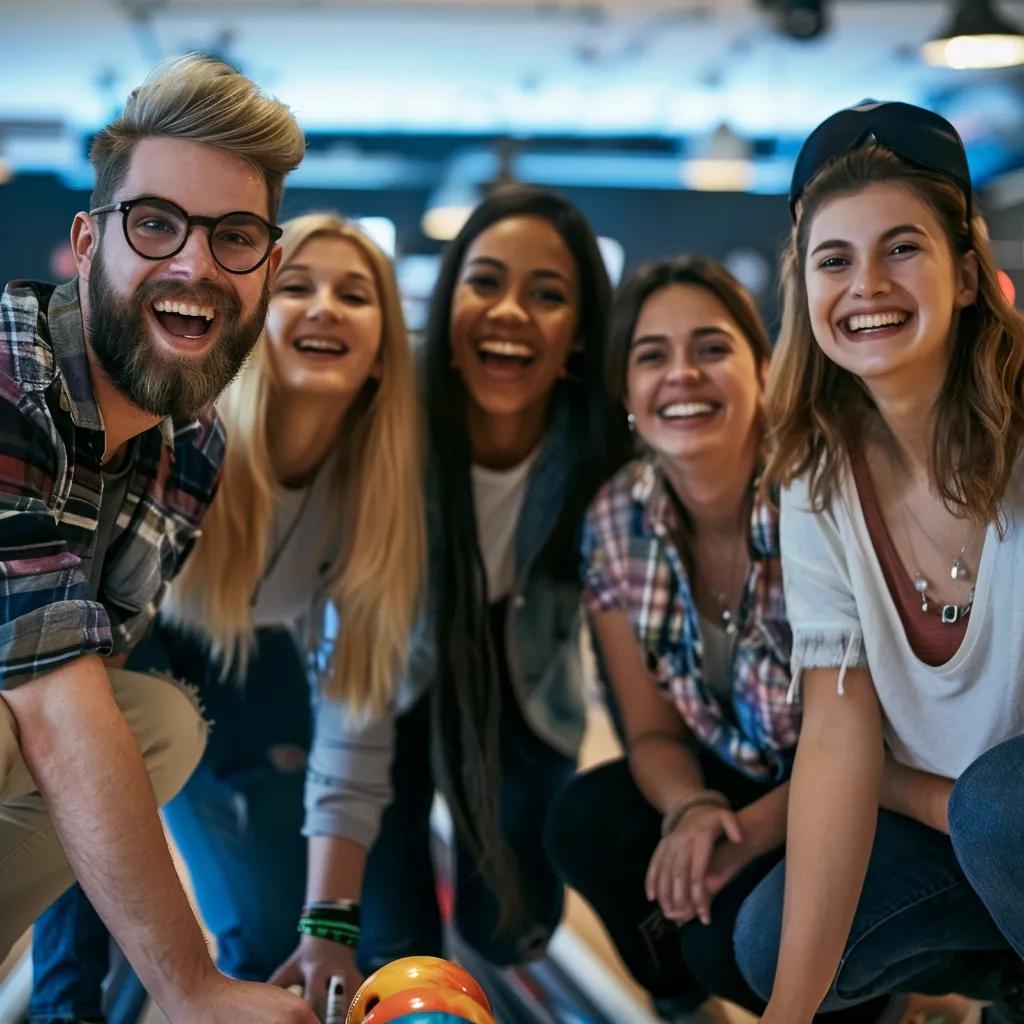 a corporate team building event bowling in Brighton, emphasizing collaboration and friendly competition