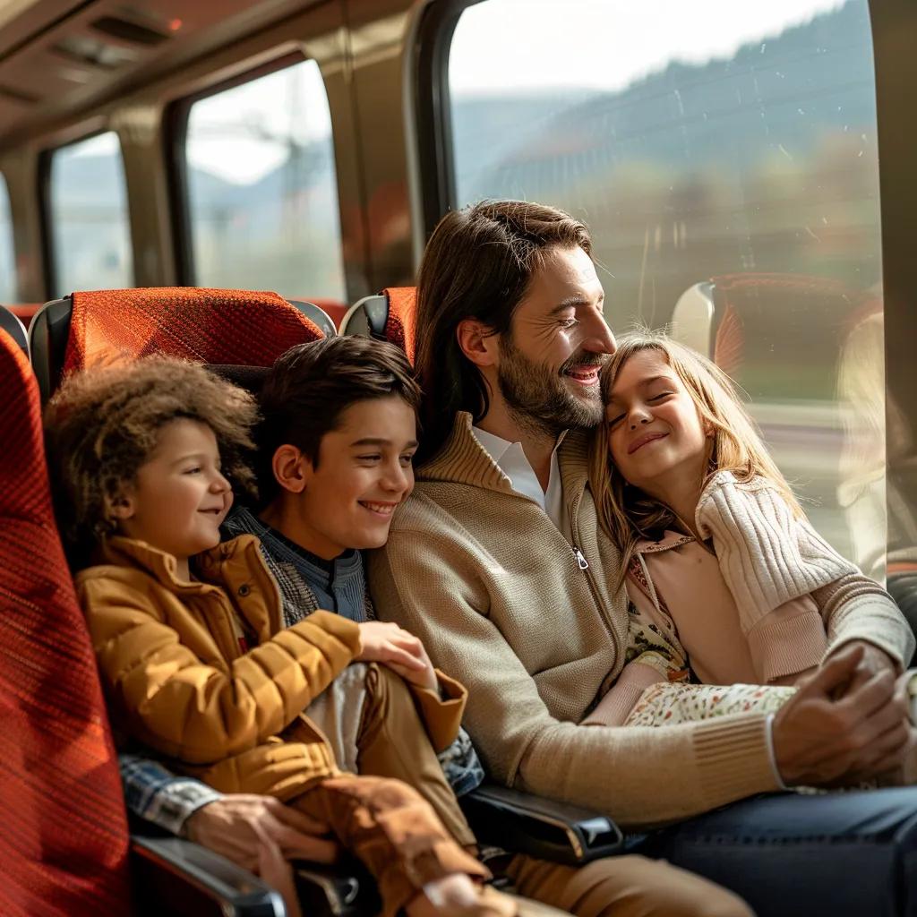 a happy family on a relaxing train to brighton