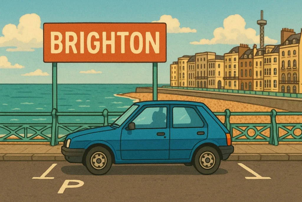 an animation of a car parking in Brighton