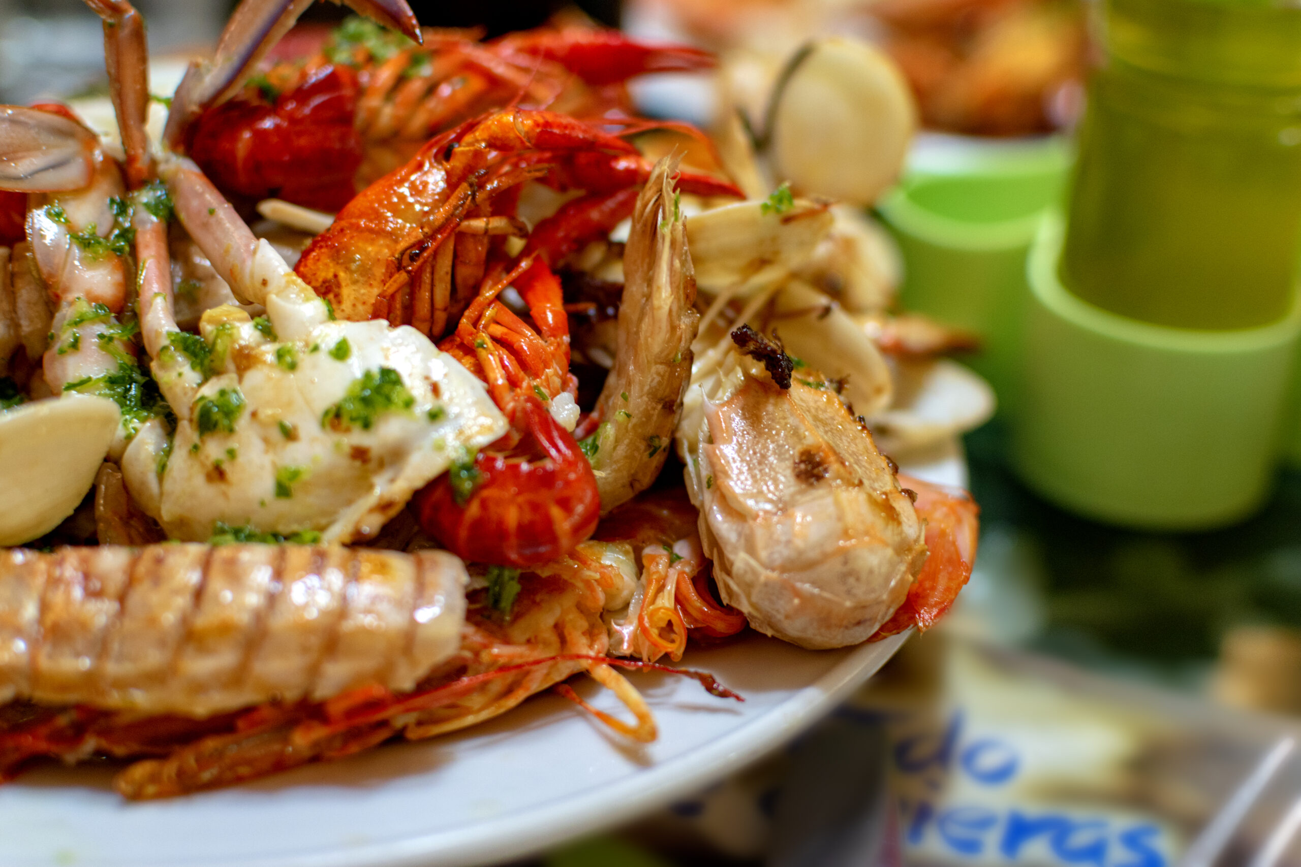 Delicious Seafood Platter with Grilled Shrimp and Crab