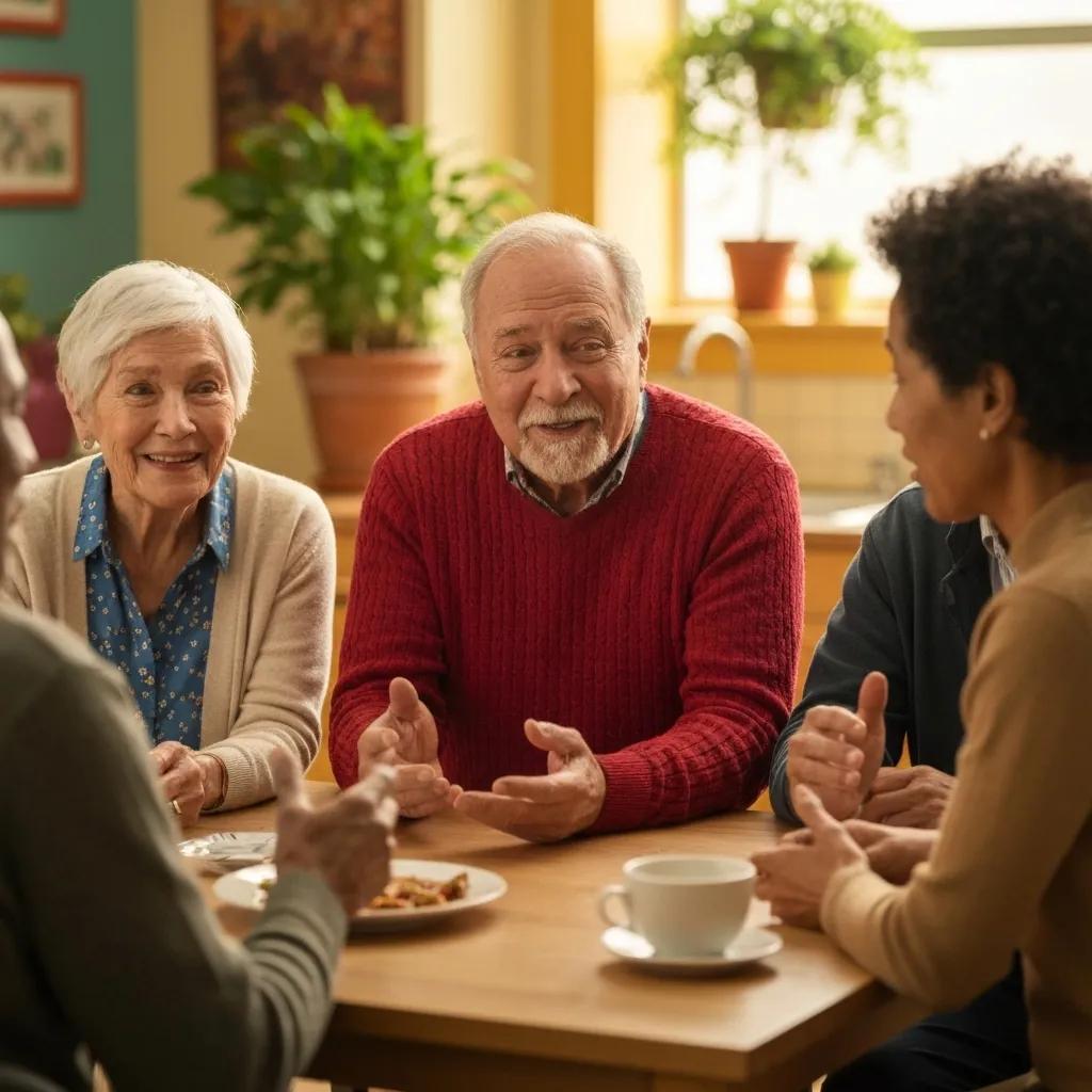 Diverse group of patients discussing healthcare options in a modern hospital setting