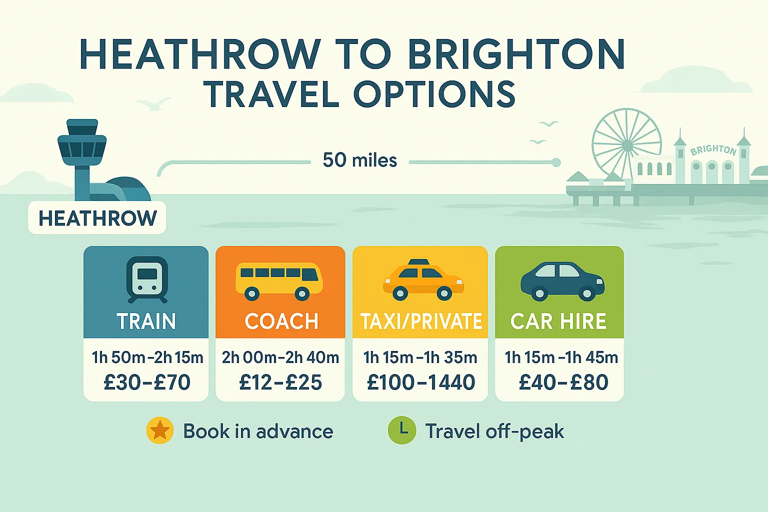 Heathrow to Brighton travel options