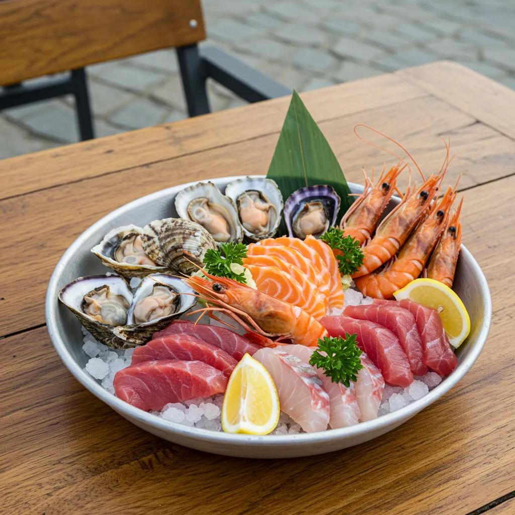 A stunning platter of fresh seafood, showcasing the best restaurants in Brighton