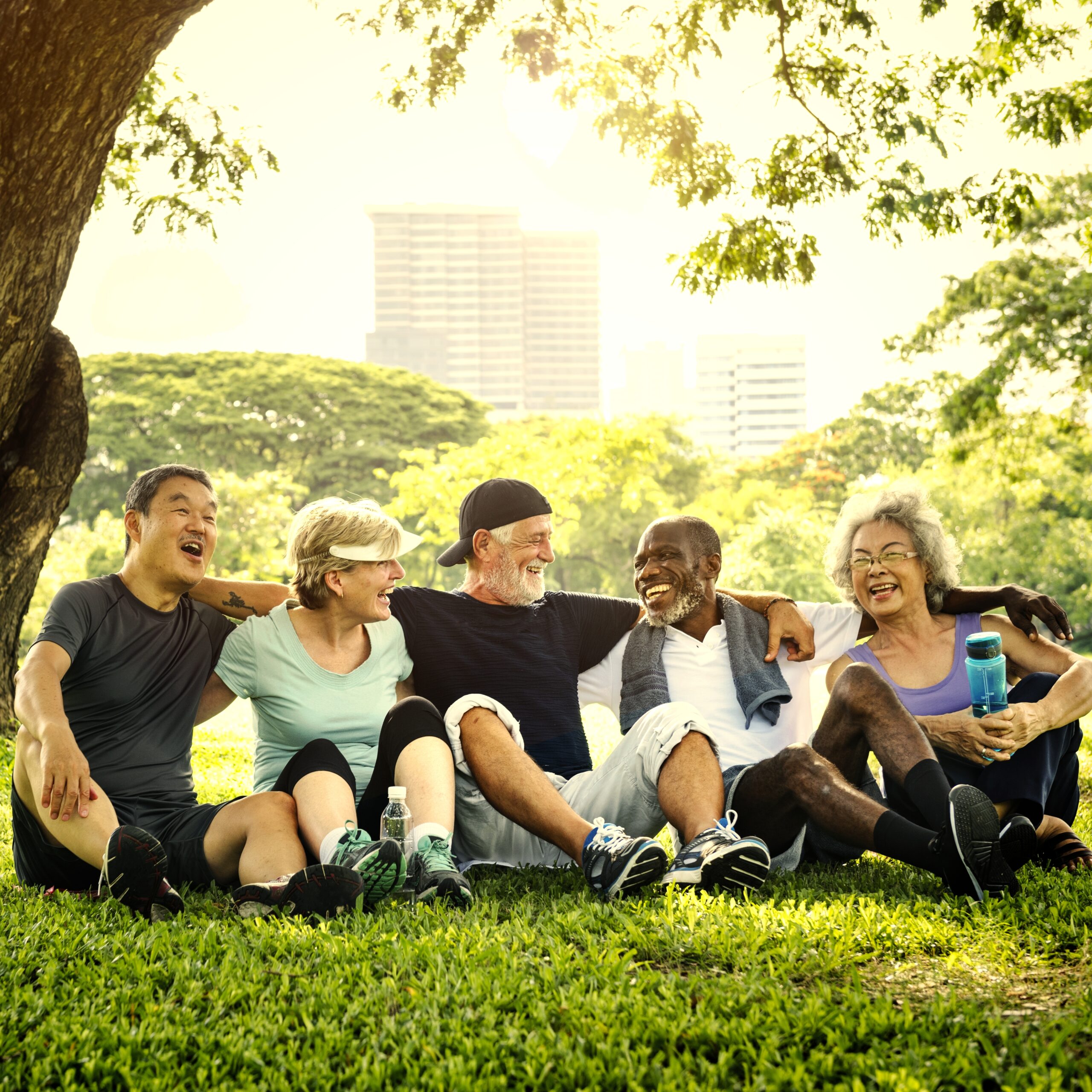 Group Of Healthy Seniors Enjoying Themselves at one of the Parks in Brighton