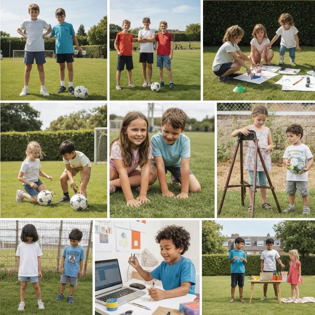Children working together on a robotics and coding project in a bright classroom