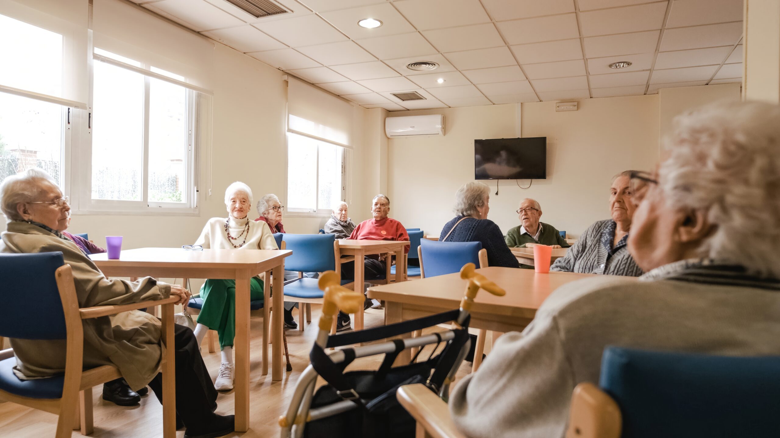 Elderly Men And Women Sitting at a community centre