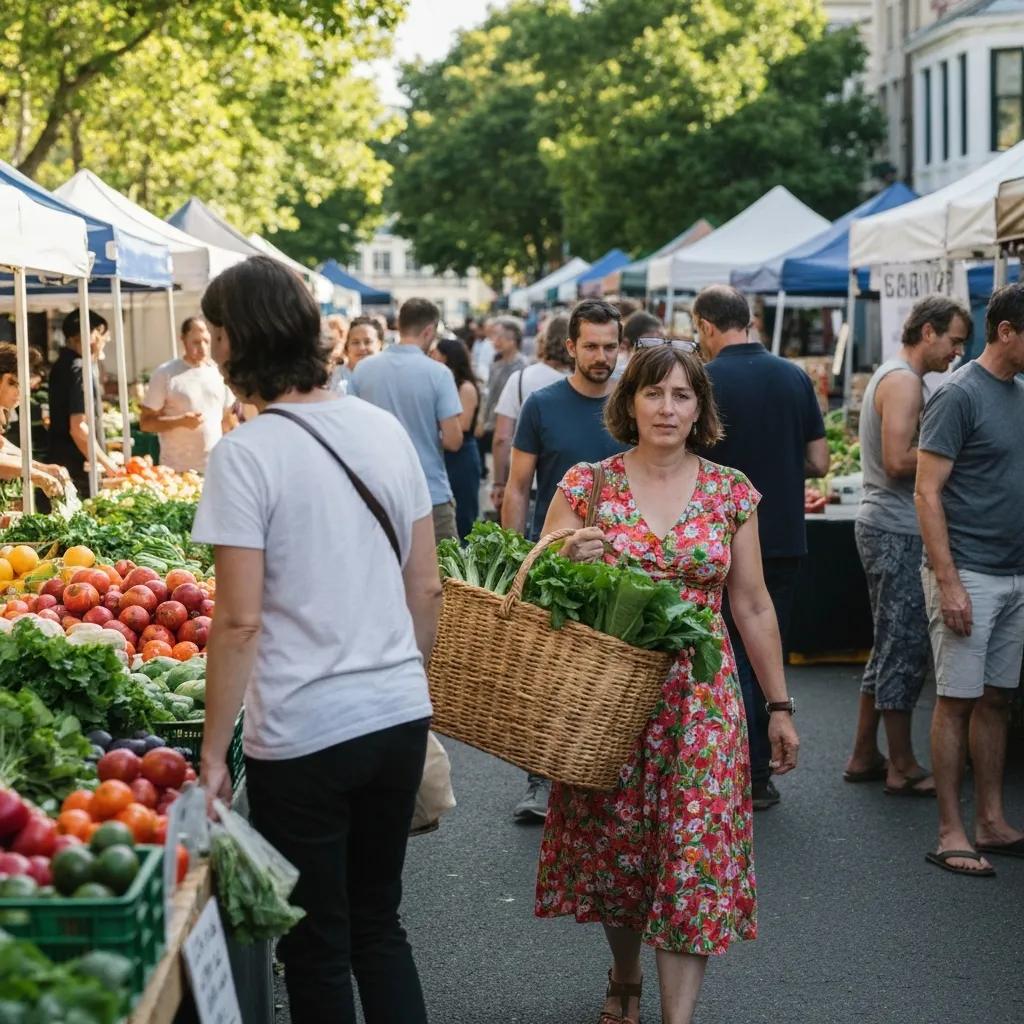 Brighton farmers' market with seasonal fruit and local vendors