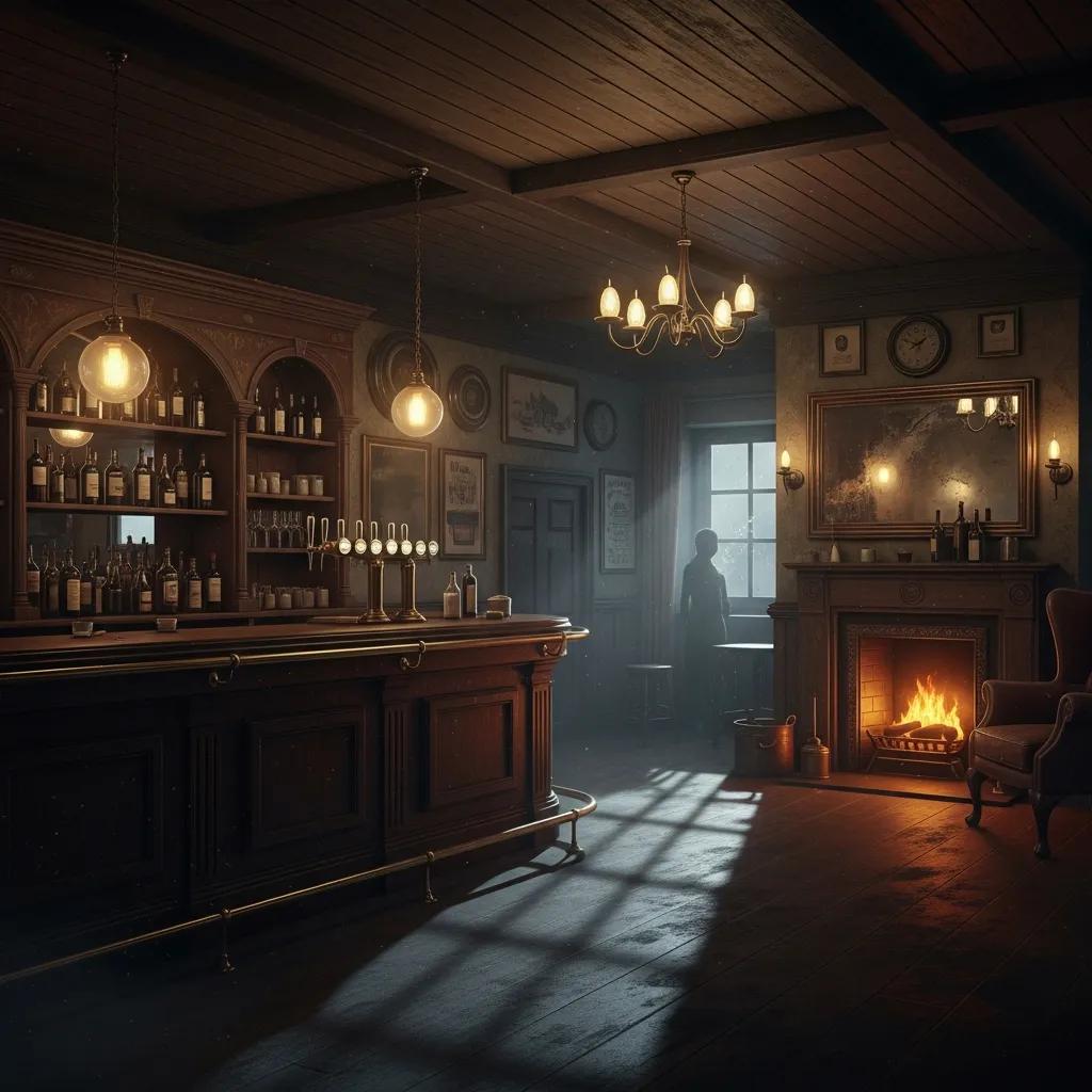 Dimly lit pub interior in Brighton, evoking atmosphere and local folklore