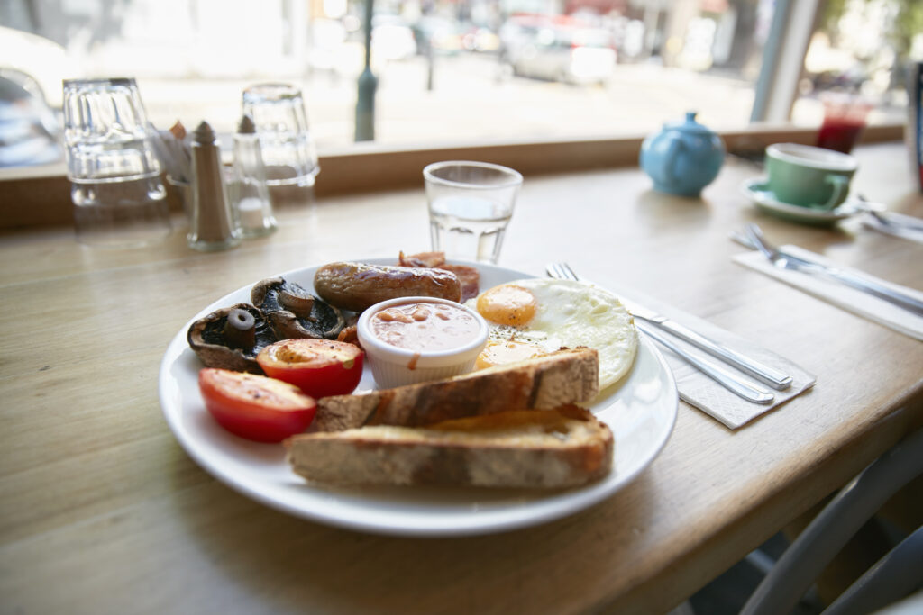 Full English Breakfast On Window Seat Counter: best breakfast in Brighton