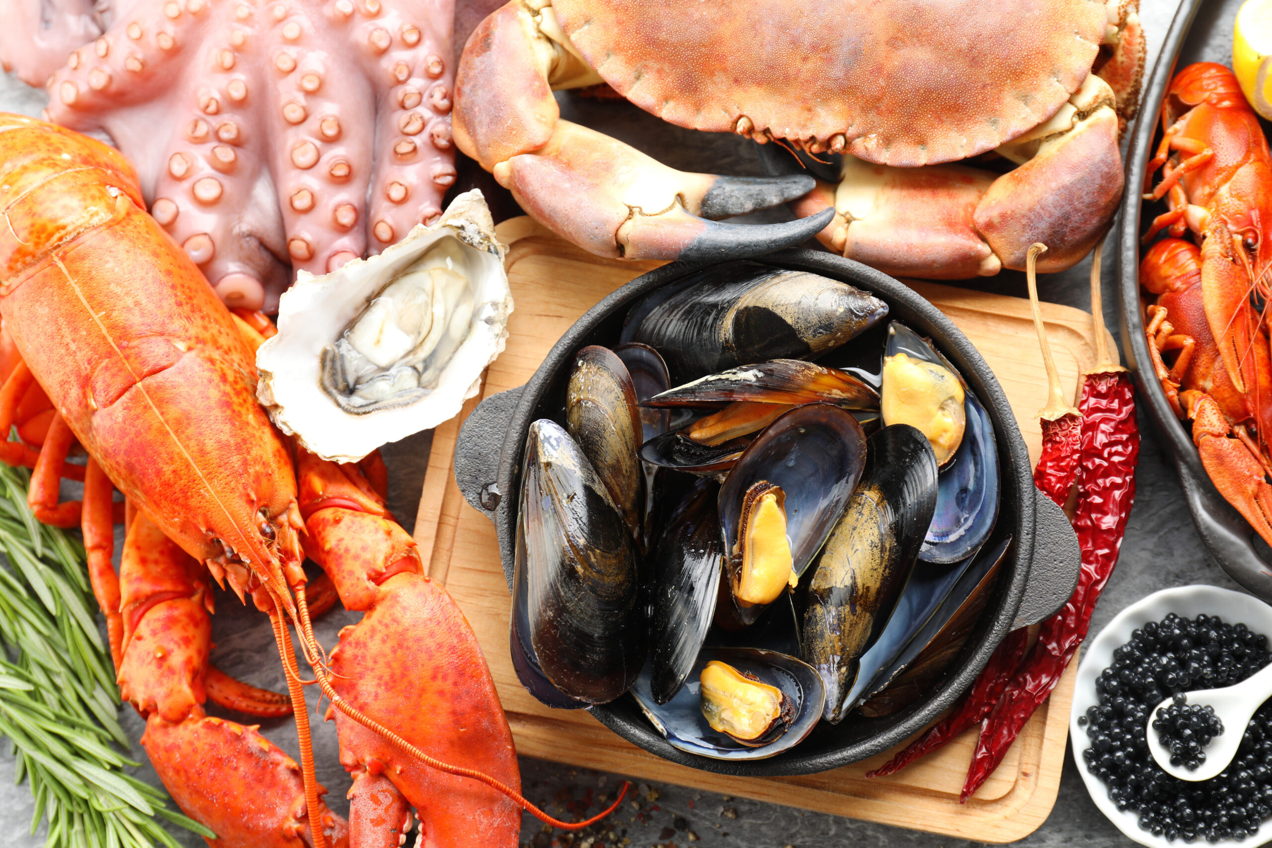 Many Different Sea Food On a Table 