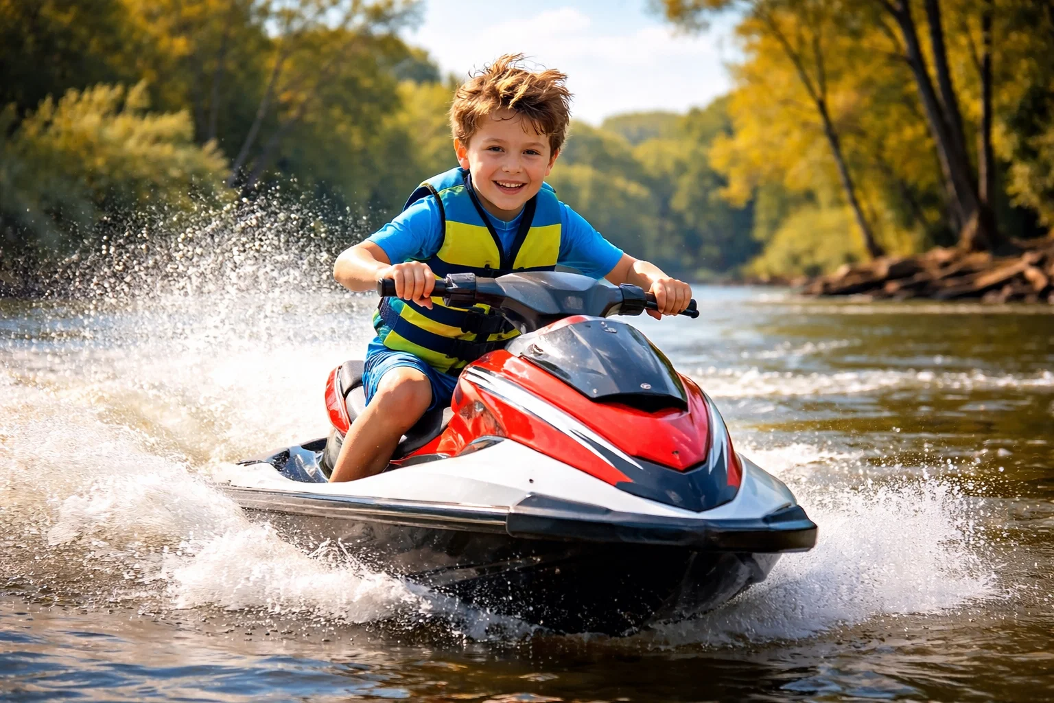 A child doing water sports in brighton