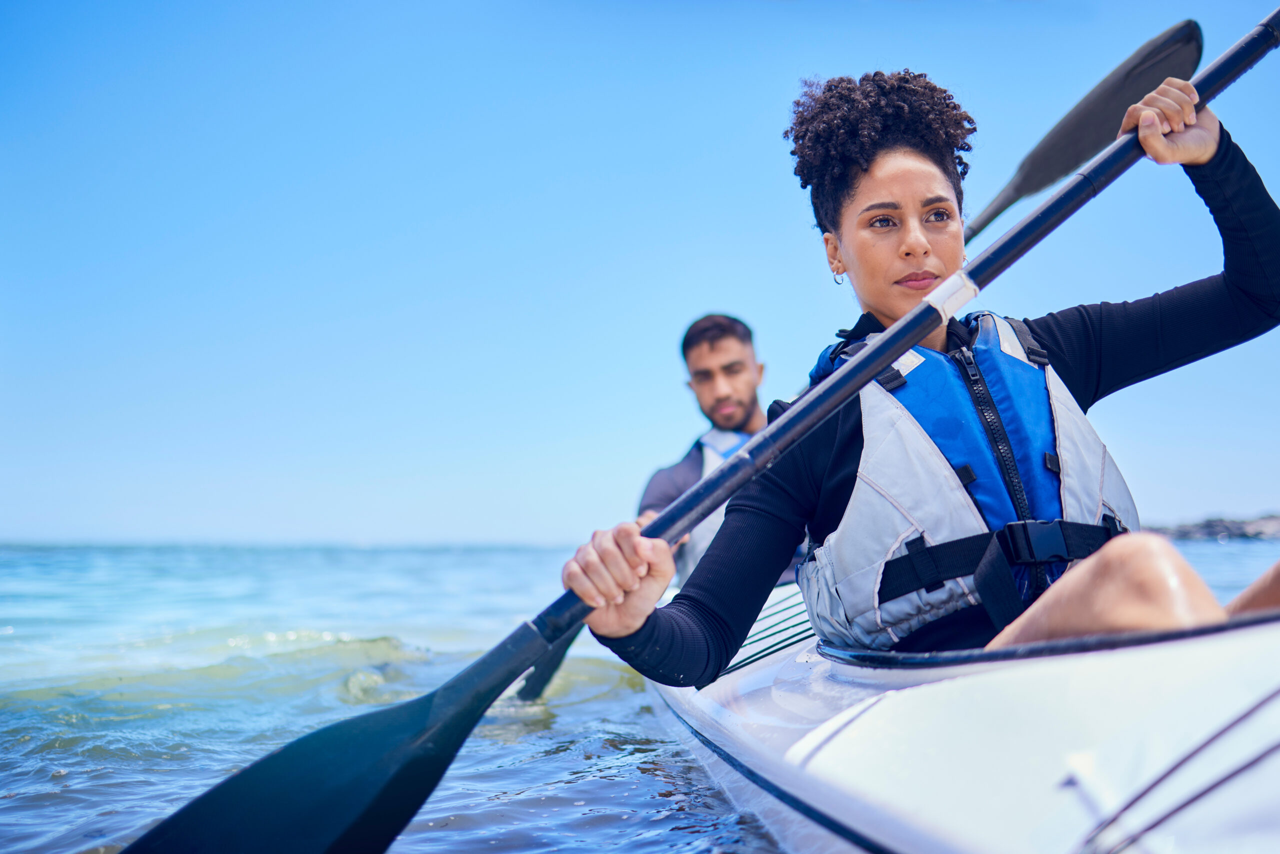 Water Sports in Brighton: Man and woman in kayak 