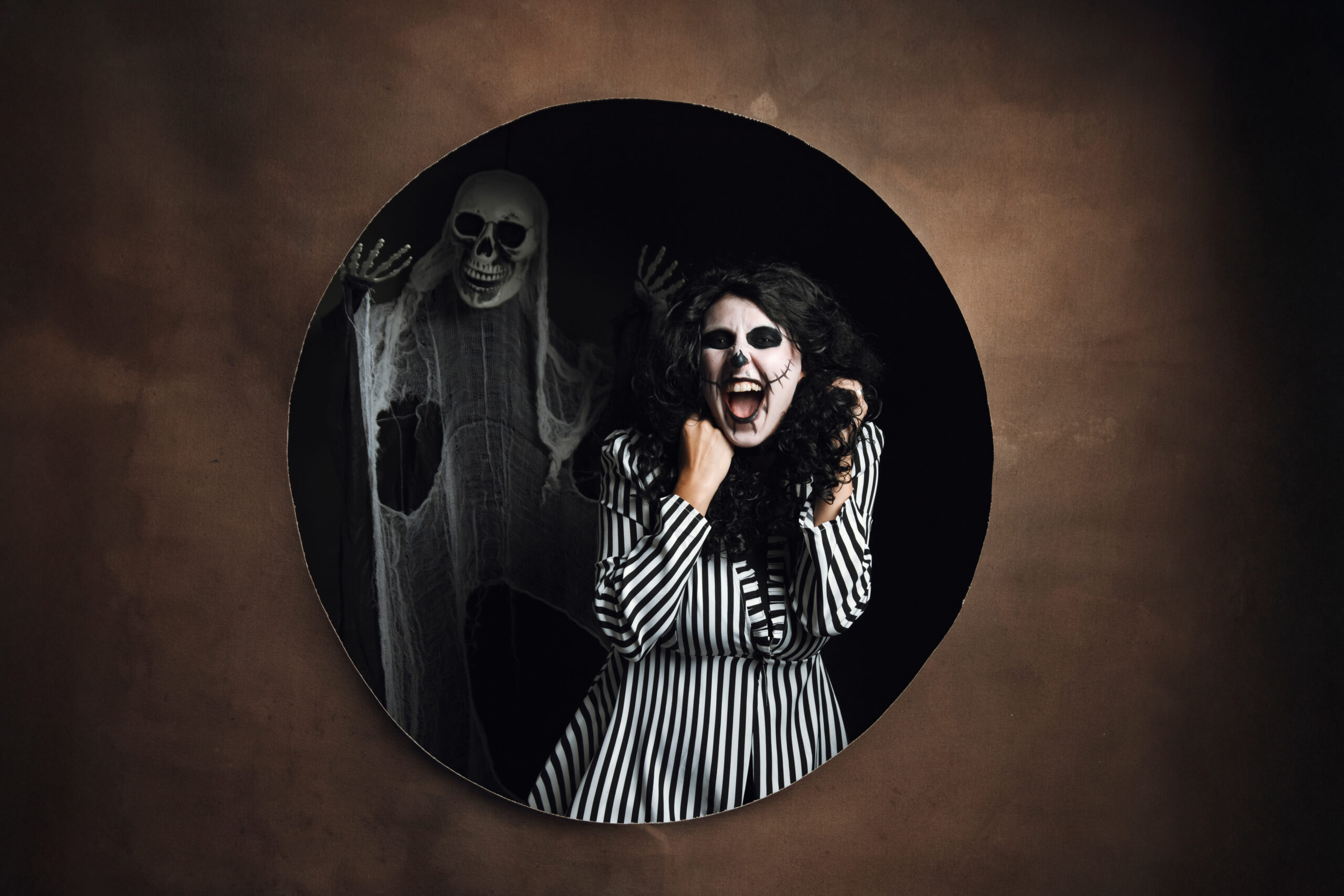 Haunted Brighton: Dangerous woman in Halloween costume.