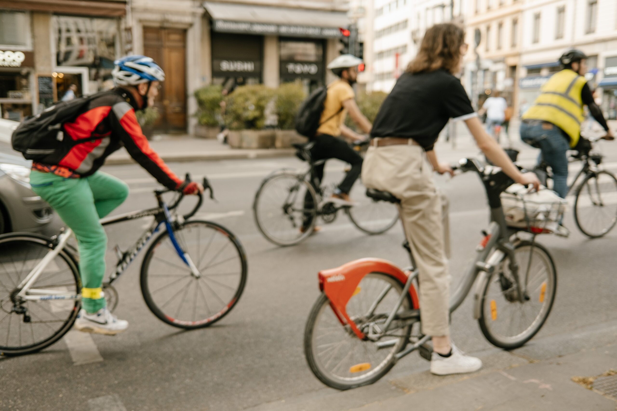 Brighton without using public transport: People Riding Bicycles in the street