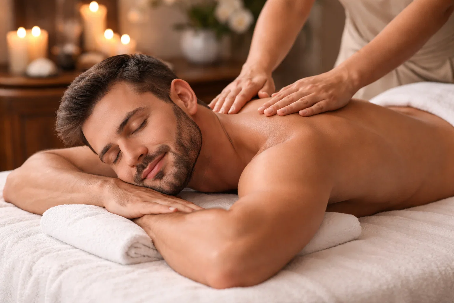 A man getting a massage at a spa