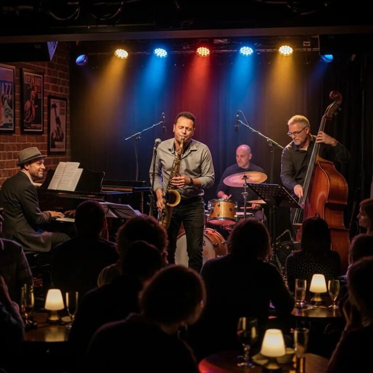 Live jazz performance in Brighton with musicians and an engaged audience
