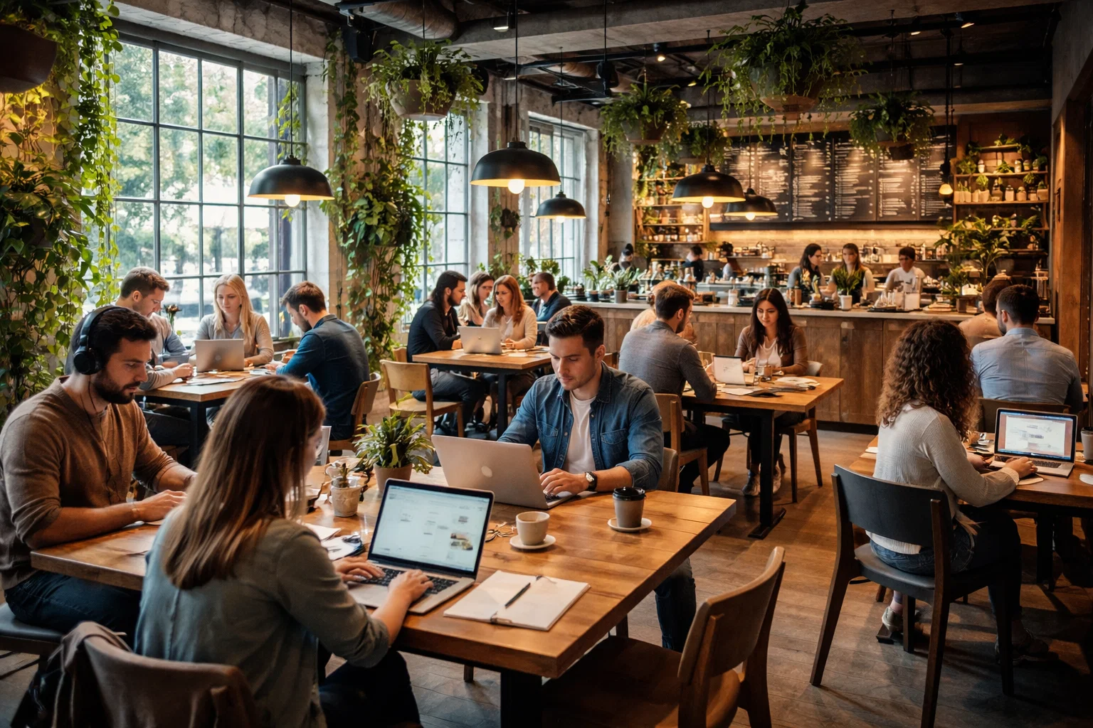 A coworking space in a café