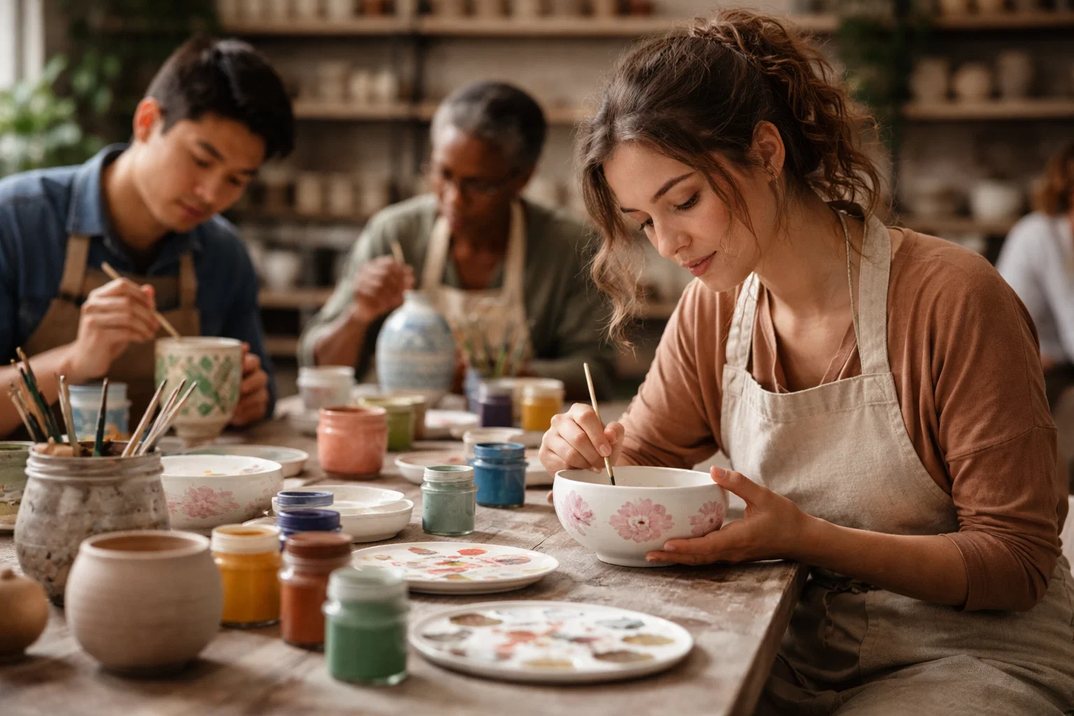 People pottery painting in Brighton