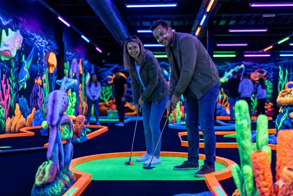 People playing mini golf in Brighton