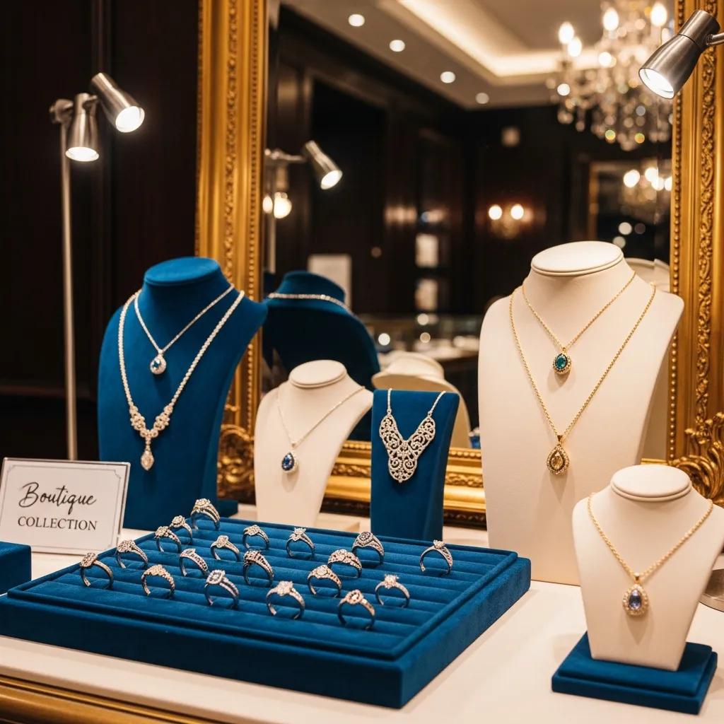 Handcrafted jewellery on display in a Lanes boutique