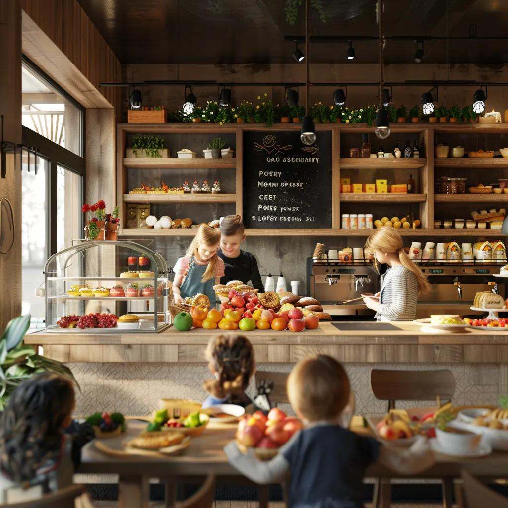 Family-friendly café in Brighton with children enjoying snacks and a relaxed atmosphere