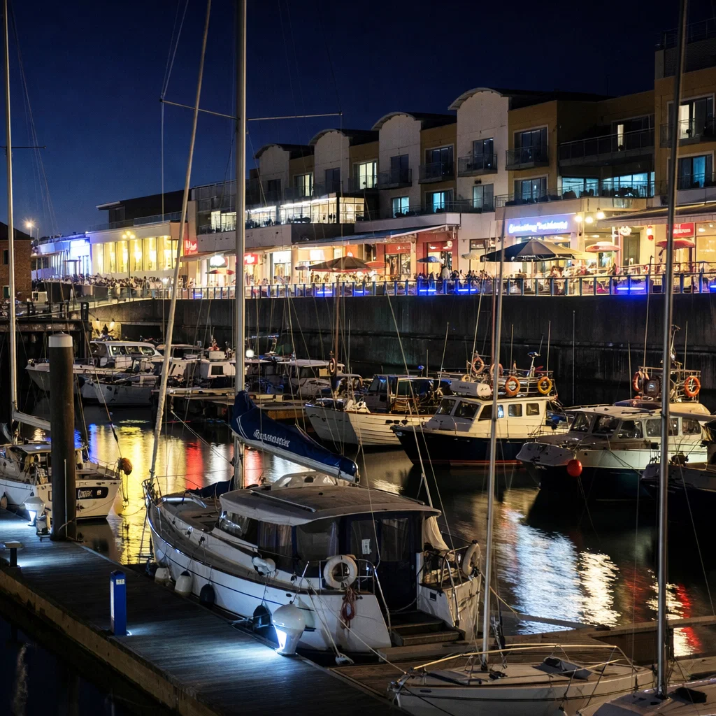 Brighton marina at night