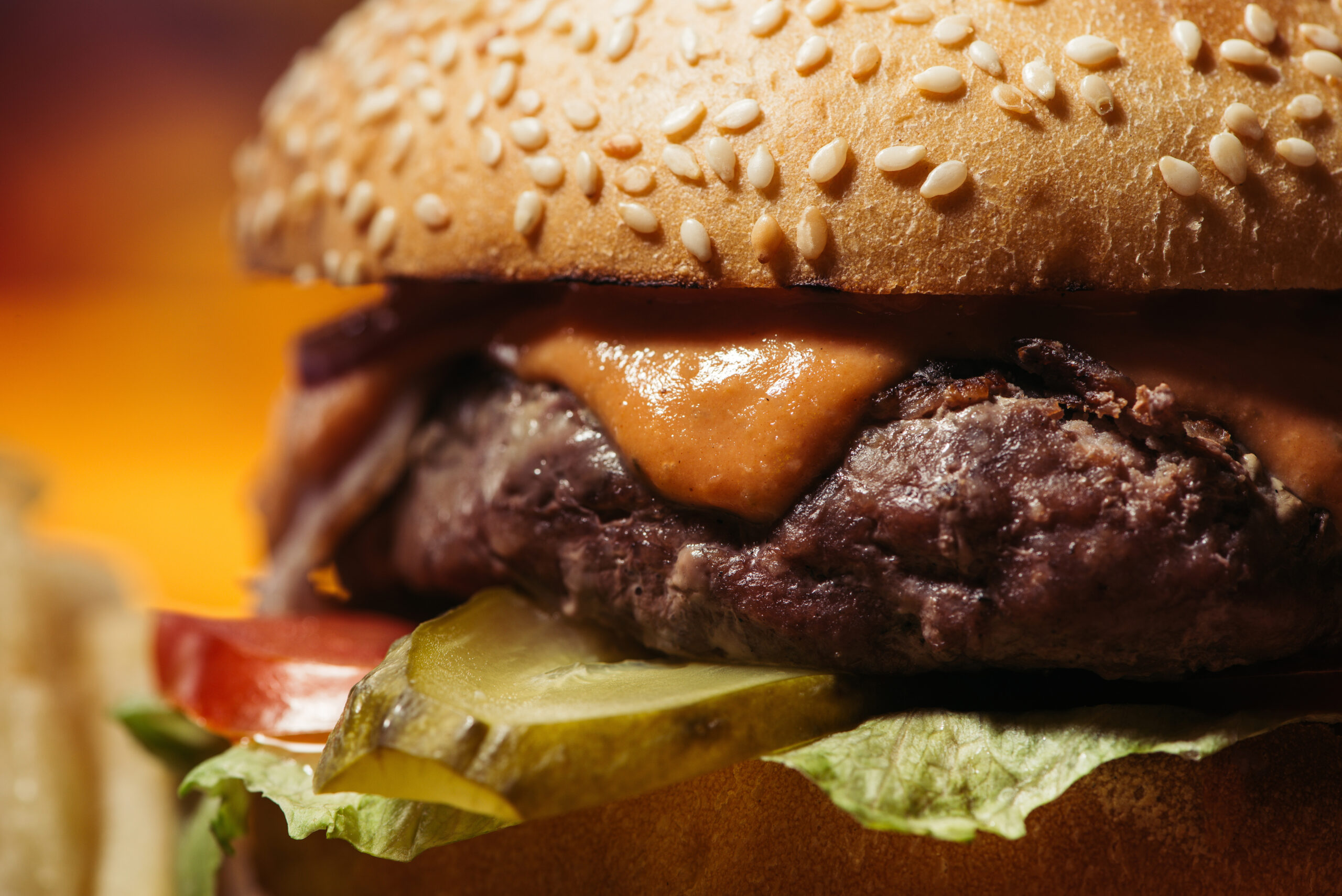 Close Up View Of Delicious Beef Burger