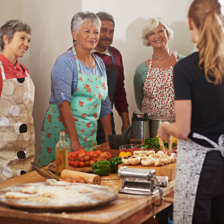 Cooking classes in Brighton- people learning at a cooking class