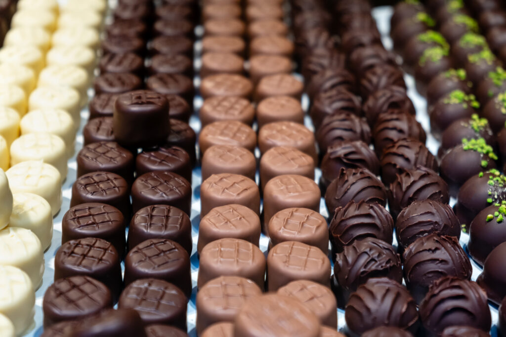 Assortment Of Chocolate Pralines at Brighton chocolate festival 