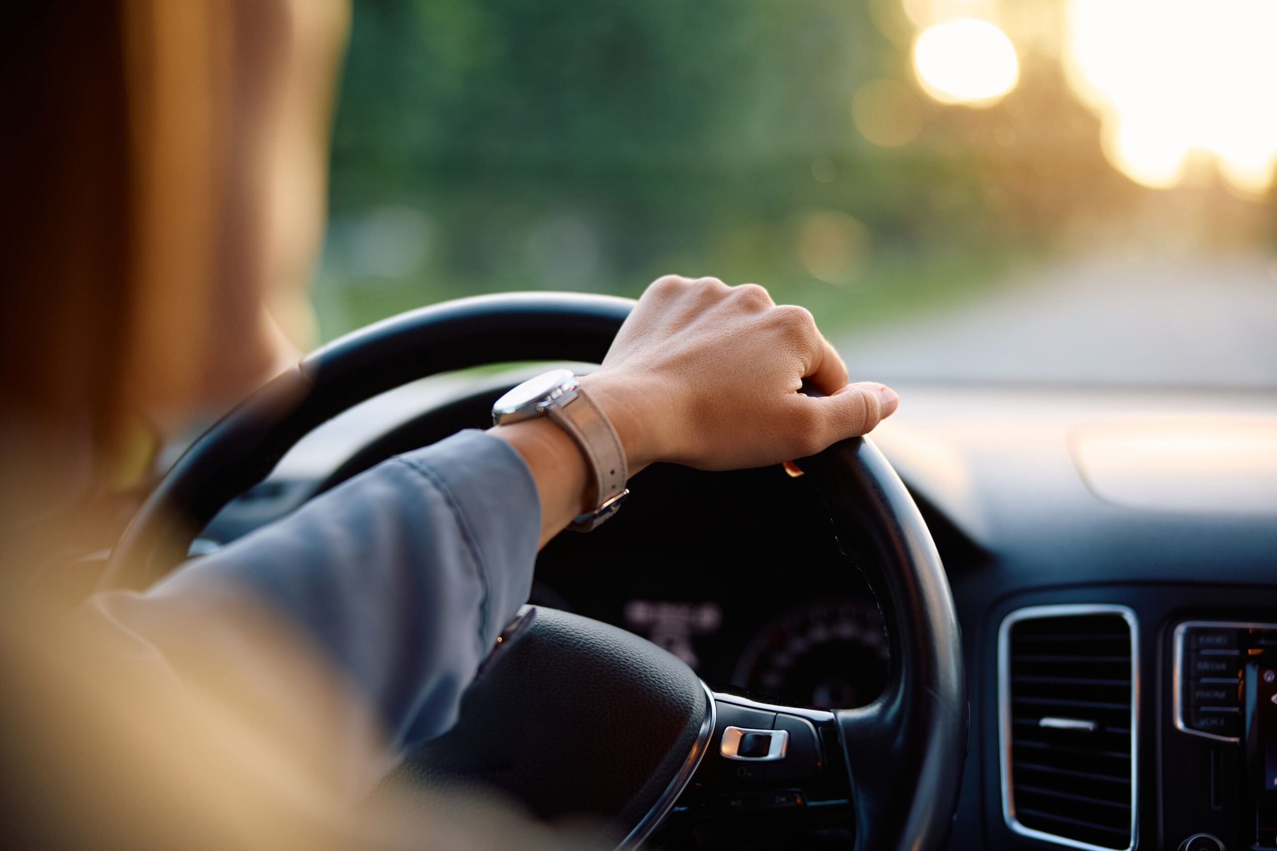 Close Up Of Woman Traveling By Car to Devil's Dyke