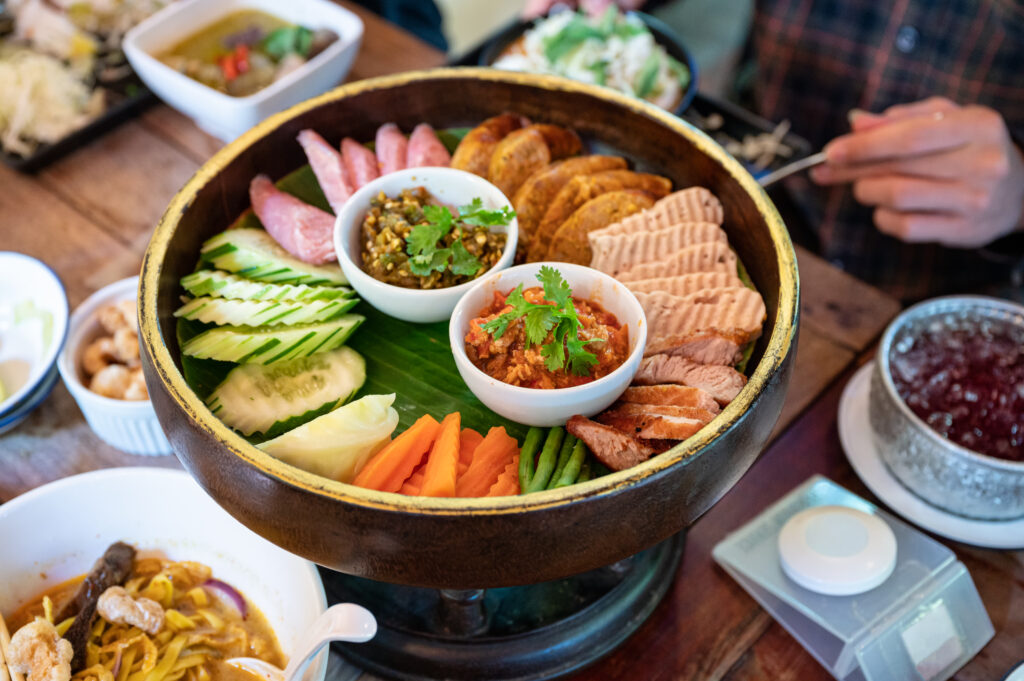 Delicious Thai Platter With Fresh Vegetables