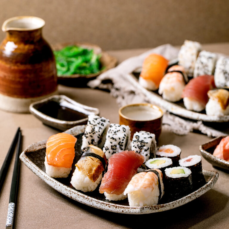 Sushi rolls set for two at one of the Japanese restaurants in Brighton