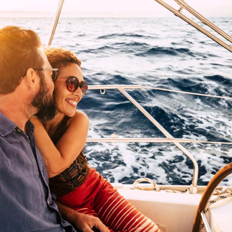 Romantic Couple Sailing On on of the boat trips in Brighton
