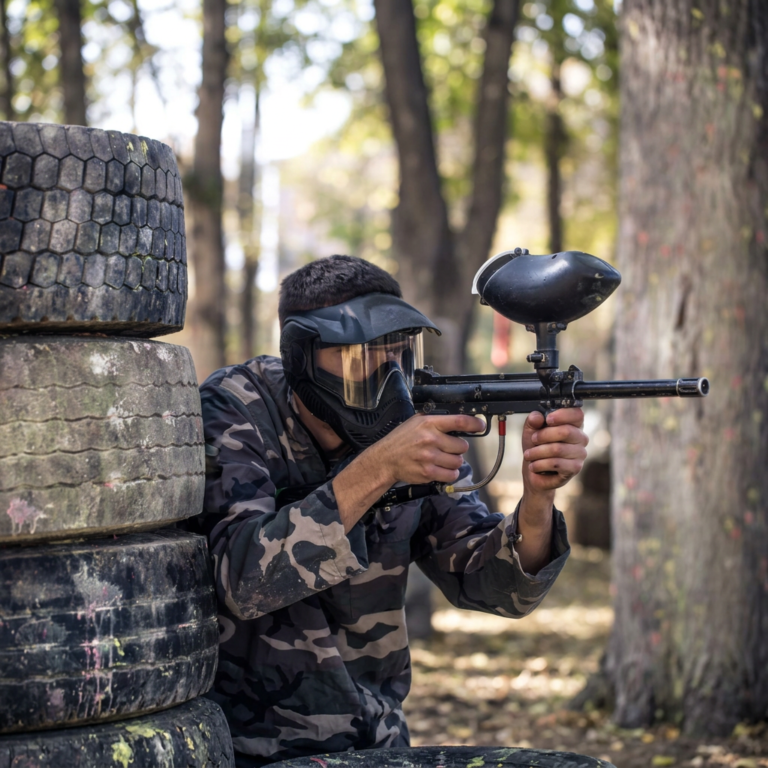 A man playing paintball near Brighton